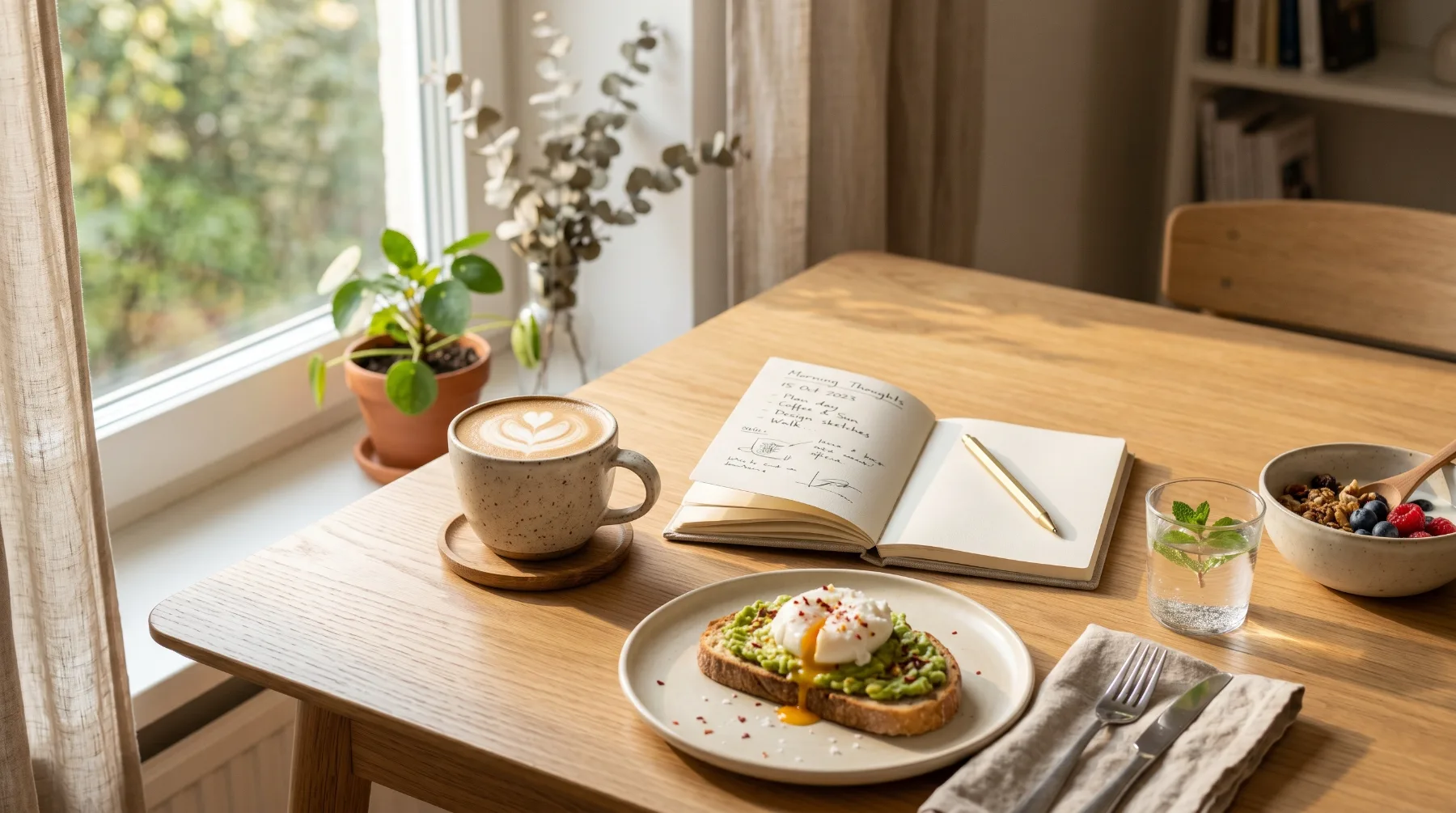 Healthy breakfast on a kitchen table